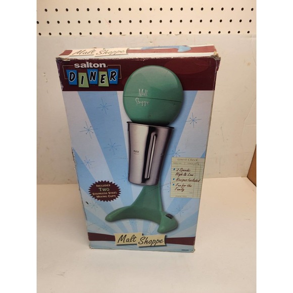 Salton Diner Malt Mixer Shake mixer DM22g With 2 Serving Cups NOS in box - Picture 11 of 12